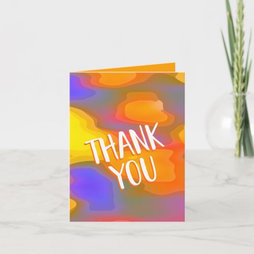 Colorful Orange and Blue Abstract Blank Thank You
