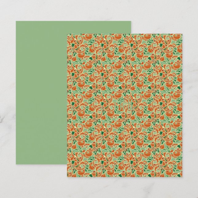 Colorful Orange and Green Paisley Scrapbook Paper (Front/Back)