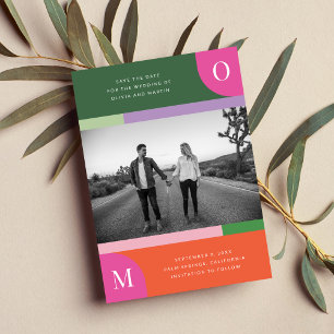 Colorful Orange and Pink Bold Bright Save The Date