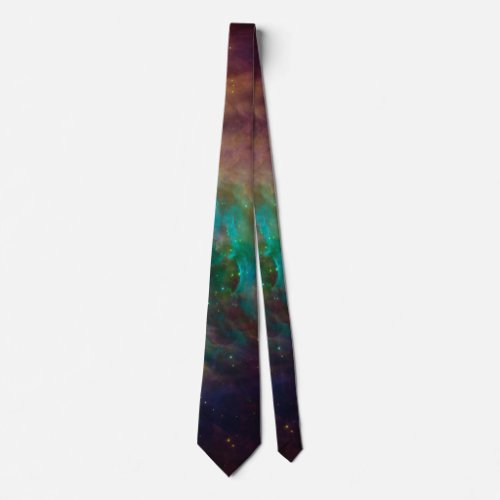 Colorful Orange and Teal Nebula Tie