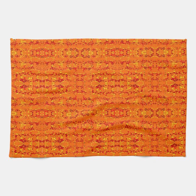 Colorful Orange Aztek Kitchen Towel (Horizontal)
