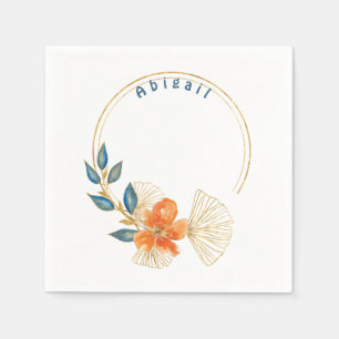 Colorful Orange Blue and Gold Baby Shower Napkins