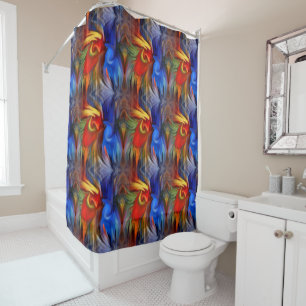 Colorful Orange Blue Yellow Abstract Art Shower Curtain