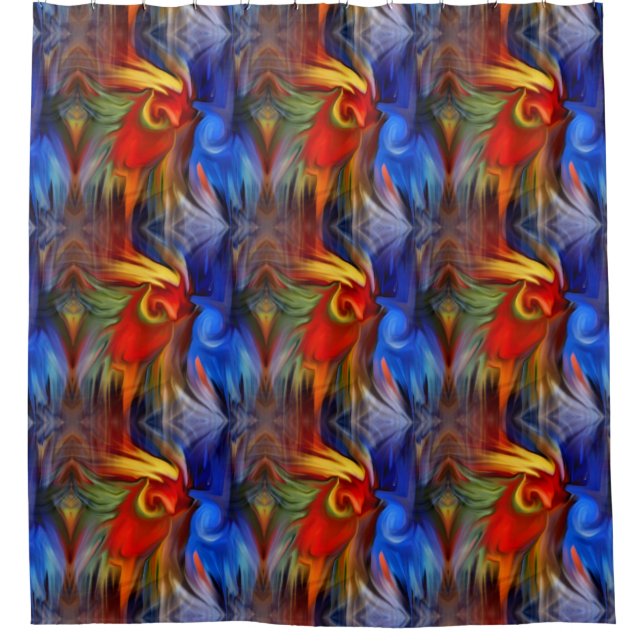Colorful Orange Blue Yellow Abstract Art  Shower Curtain (Front)