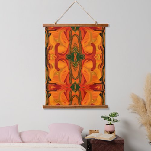Colorful Orange Brown Brush Shapes Abstract      Hanging Tapestry