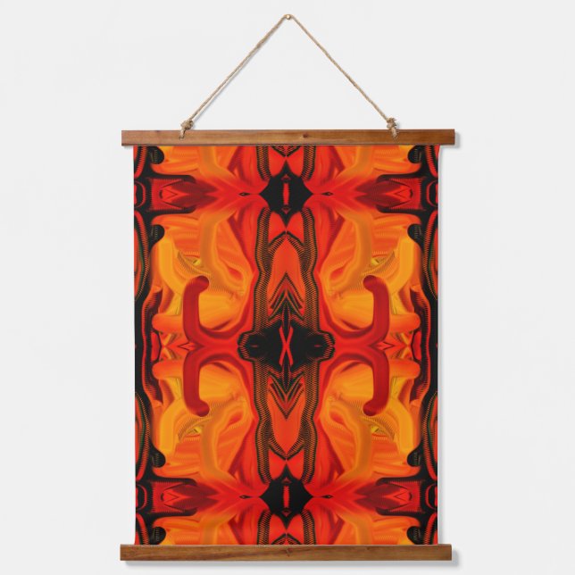 Colorful Orange Brown Brush Shapes Abstract       Hanging Tapestry (Front)