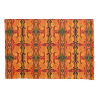 Colorful Orange Brown Brush Shapes Abstract Pillow Case