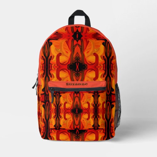 Colorful Orange Brown Shapes Abstract     Printed Backpack