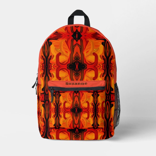 Colorful Orange Brown Shapes Abstract     Printed Backpack (Front)