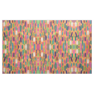 Colorful Orange Brushstrokes Bohemian Print Fabric