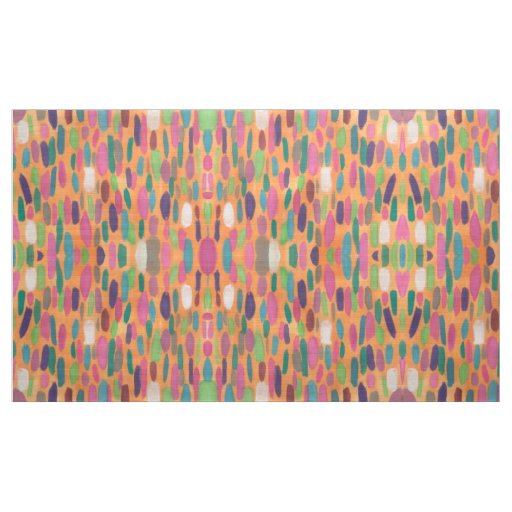 Colorful Orange Brushstrokes Bohemian Print Fabric