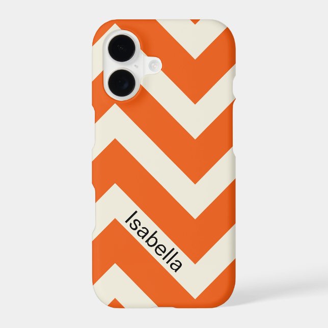 Colorful Orange Chevron Pattern with Monogram Iphone Case (Back)
