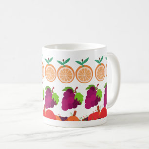 Colorful Orange & Grapes Fruit Design Coffee Mug