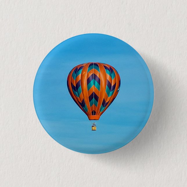 Colorful Orange Hot Air Balloon Photo Button (Front)