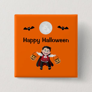 Colorful Orange Jumping Halloween Kids Party Button