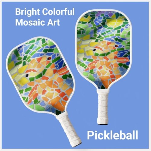 Colorful Orange Koi Fish Mosaic Art Zen Pickleball Paddle