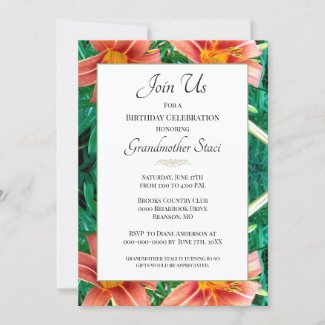 Colorful Orange Lilly Grandmother Birthday Floral 