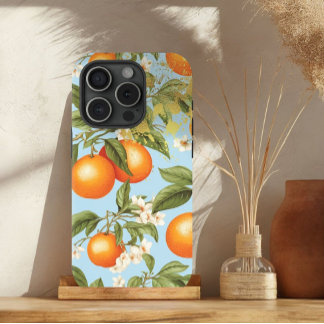 Colorful Orange, Paste Blue and Gold Orange Fruit  iPhone 15 Case