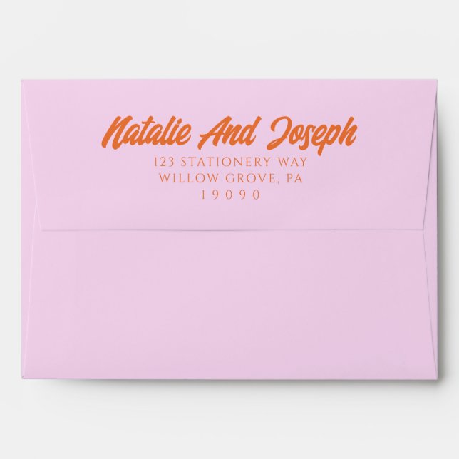 Colorful Orange Pink Funky Modern Wedding  Envelope (Back (Top Flap))