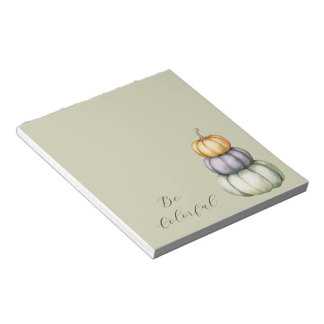Colorful Orange Purple Mint Pumpkins Notepad (Angled)