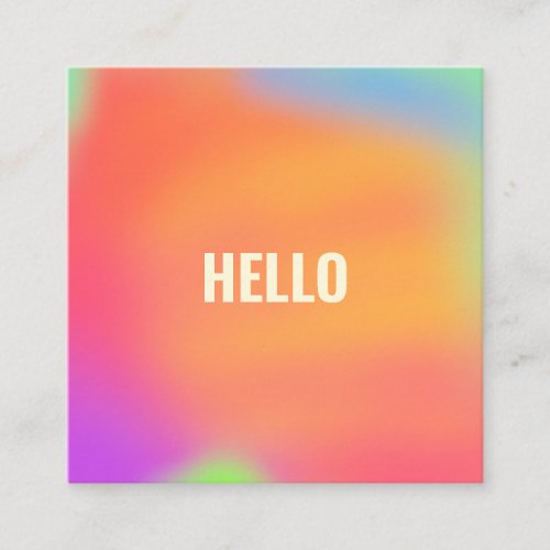 Colorful Orange Rainbow Hello Abstract Gradient Square Business Card