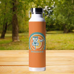Colorful orange Retro Disc Golf Water Bottle<br><div class="desc">Get ready to level up your game with this vibrant and stylish disc golf design! Featuring bold retro stripes,  sleek lines,  and a dynamic disc in motion.
Personalize and add a name or text. Burnt orange background.</div>