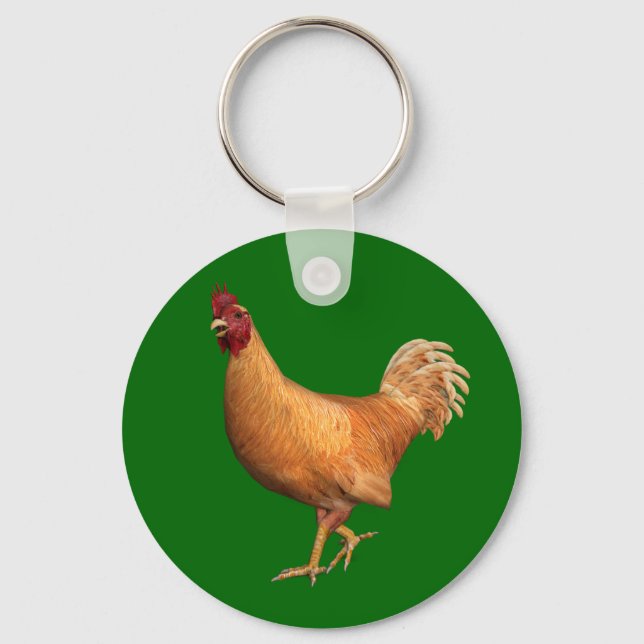 Colorful Orange Rooster Keychain (Front)