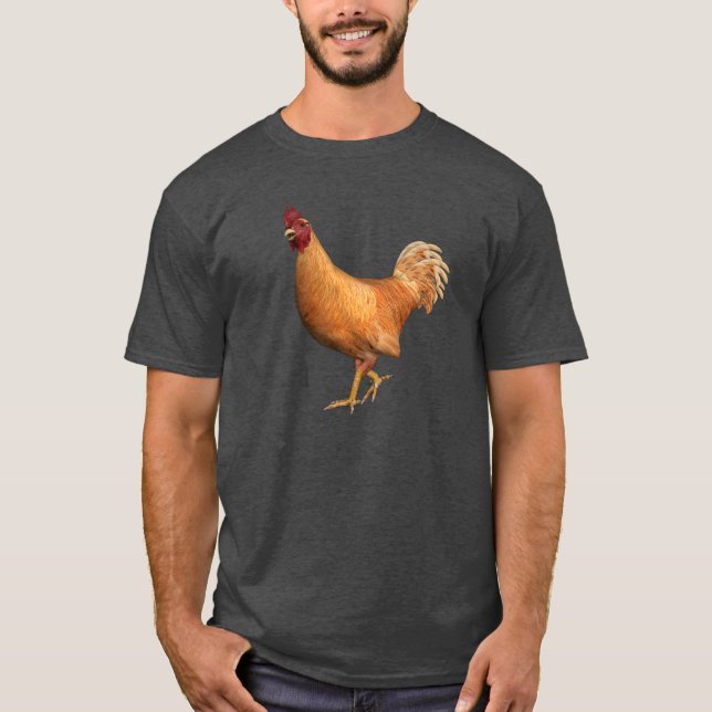 Colorful Orange Rooster T-Shirt (Front)