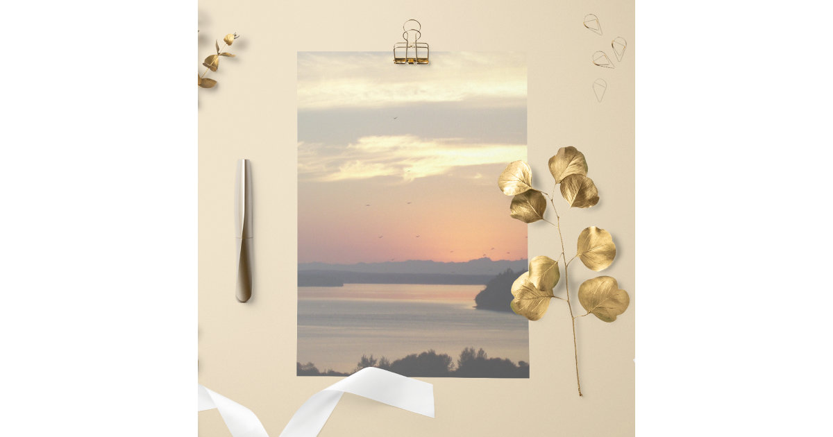 Colorful Orange Seascape Sunset Stationery Paper | Zazzle