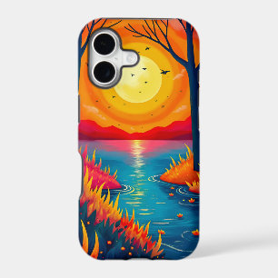 Colorful Orange Yellow Sunset Forest Landscape iPhone 17 Case