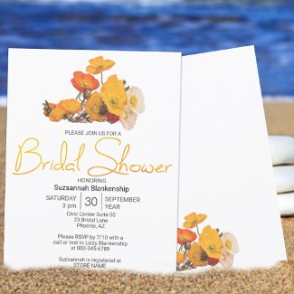 Colorful Orange Yellow White Poppies Template