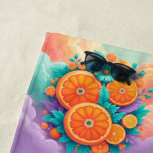 Colorful oranges beach towel