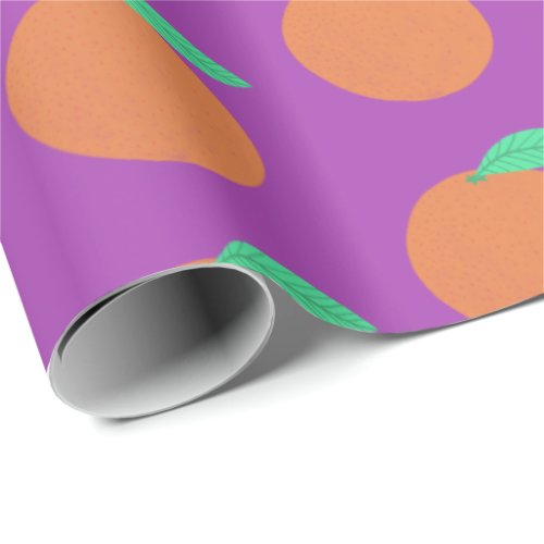 Colorful Oranges Fruity Fun Citrus Pattern Fuchsia Wrapping Paper