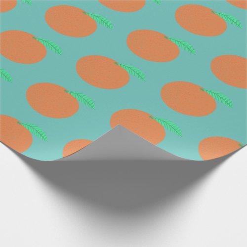 Colorful Oranges Fruity Fun Citrus Pattern Teal Wrapping Paper