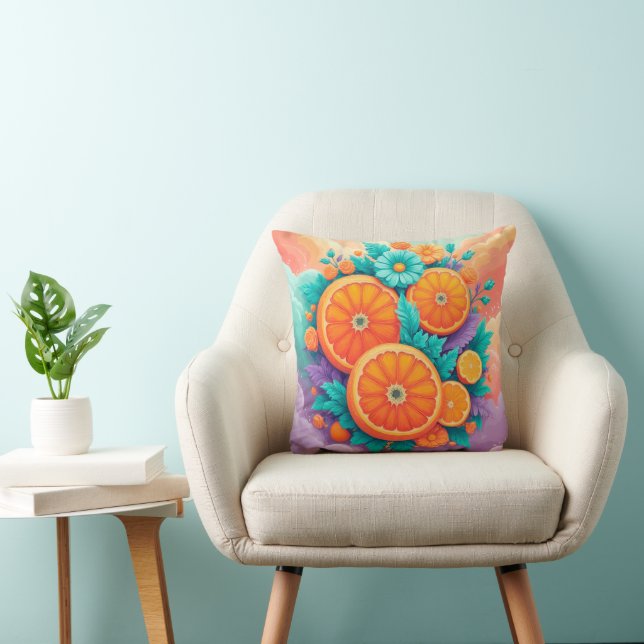Colorful oranges throw pillow (Chair)