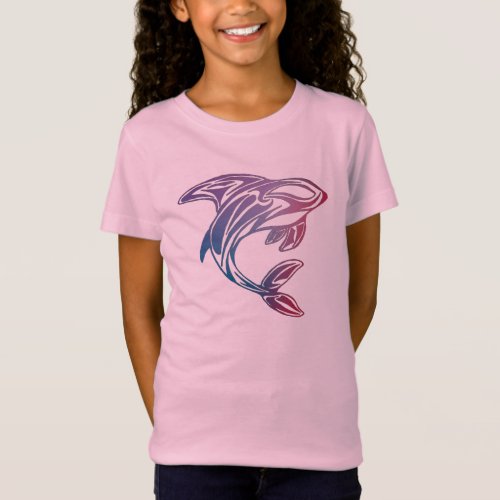 Colorful Orca Whale Tattoo Kids T_Shirt