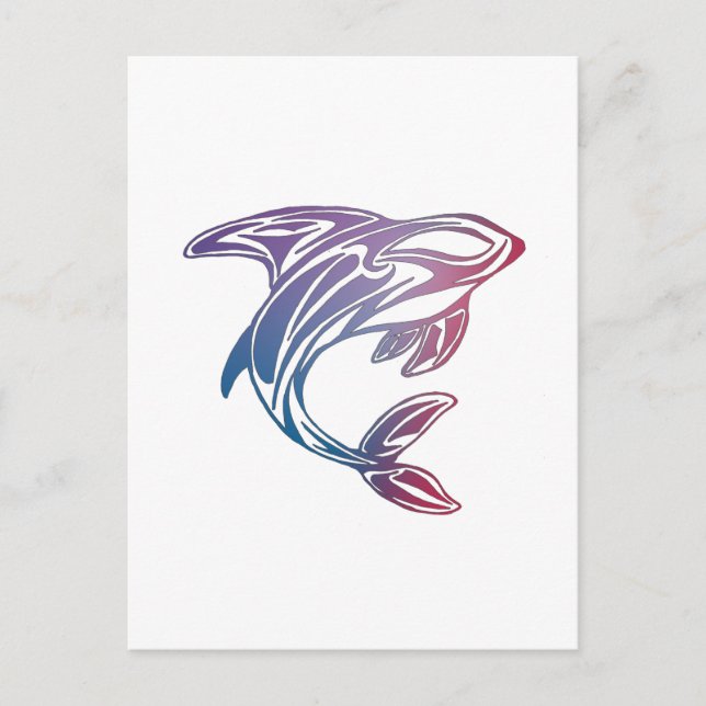 Colorful Orca Whale Tattoo Postcard (Front)