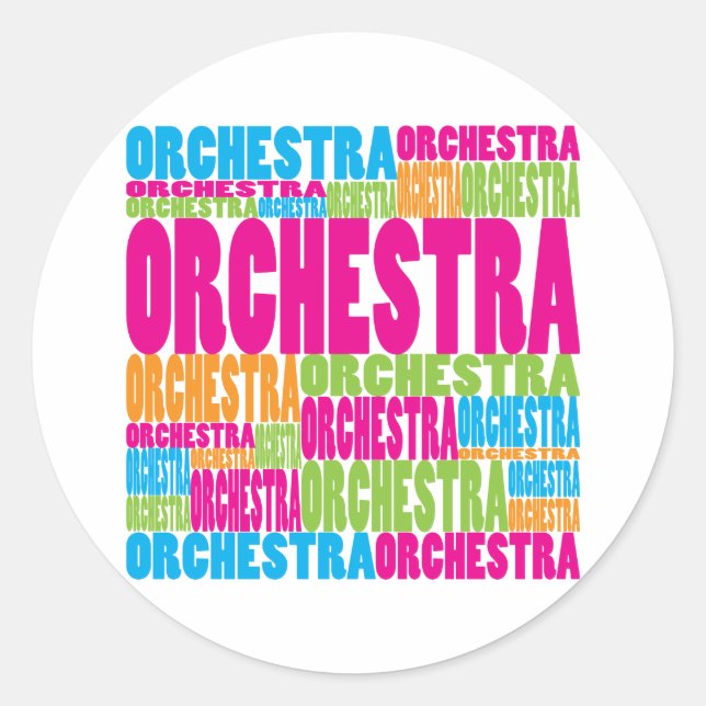 Colorful Orchestra Classic Round Sticker (Front)