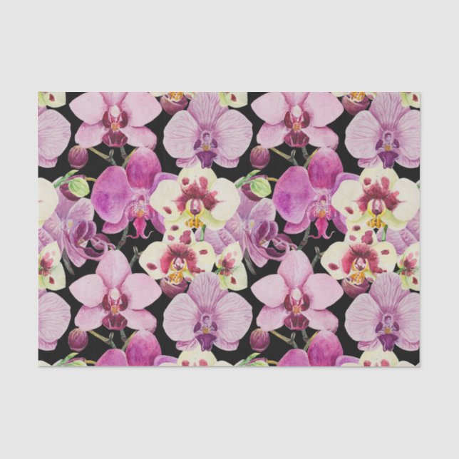 Colorful Orchid Flower Pattern  Tissue Paper (Front)