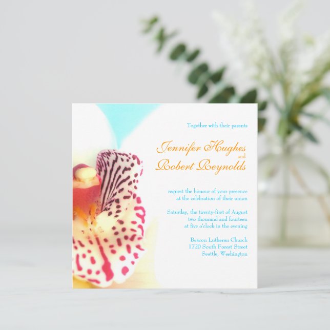 Colorful Orchid Wedding Invitation (Standing Front)