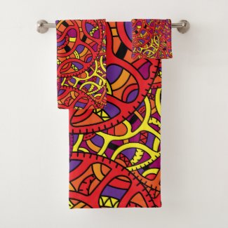 Colorful Organic Pattern Bath Towel Set
