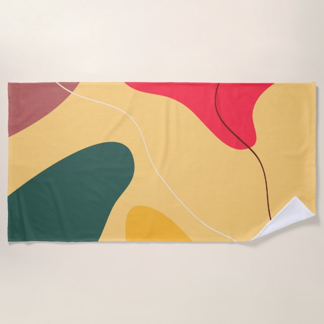 Colorful organic shapes abstract background bath beach towel (Front)