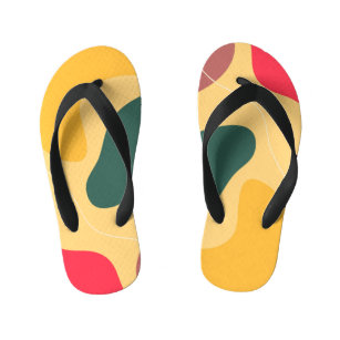 Colorful organic shapes abstract background kid's flip flops