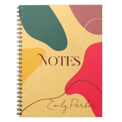 Colorful organic shapes abstract background notebook