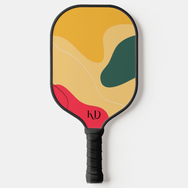 Colorful organic shapes abstract background pickleball paddle (Front)