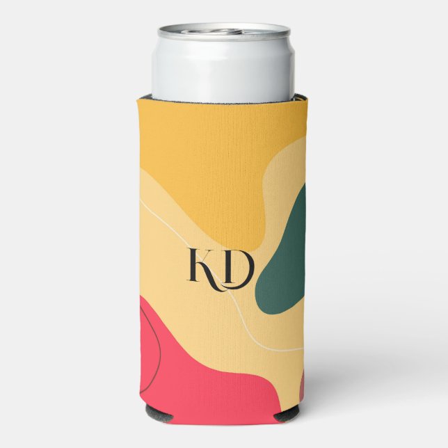 Colorful organic shapes abstract background seltzer can cooler (Seltzer Back)