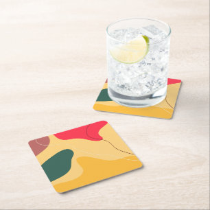 Colorful organic shapes abstract background square paper coaster