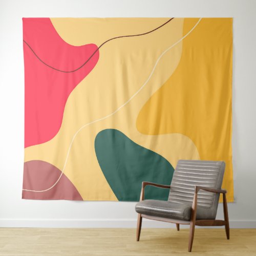 Colorful organic shapes abstract background tapestry