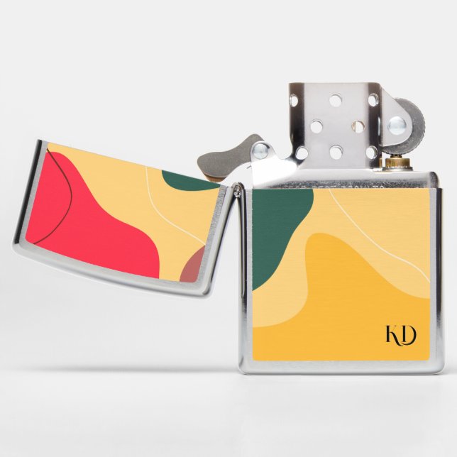 Colorful organic shapes abstract background zippo lighter (Opened)