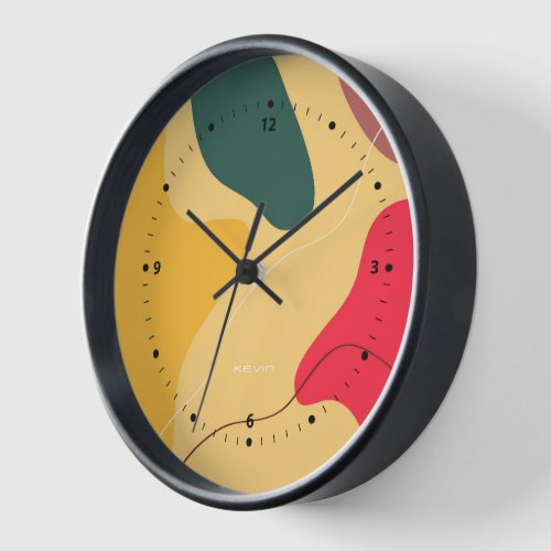 Colorful organic shapes background clock